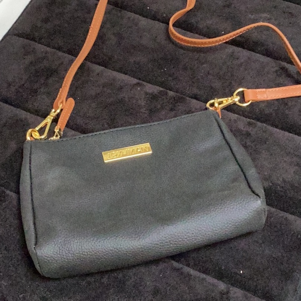 Joy & Iman black leather purse w/matching crossbody on the go bag. - Picture 6 of 8